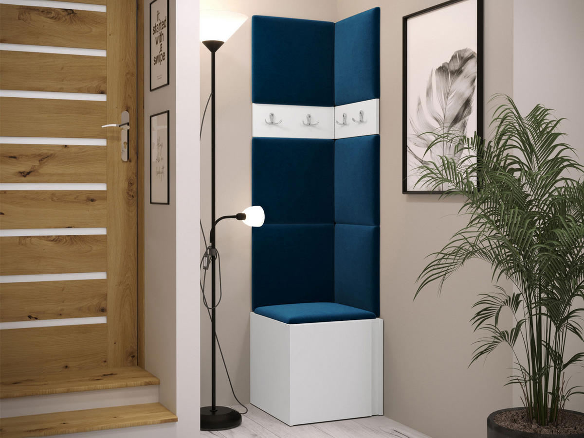 GARDEROBEN-SET Orion XXI - Blau/Weiß, Holzwerkstoff/Kunststoff (42/186/46cm) - MIRJAN24