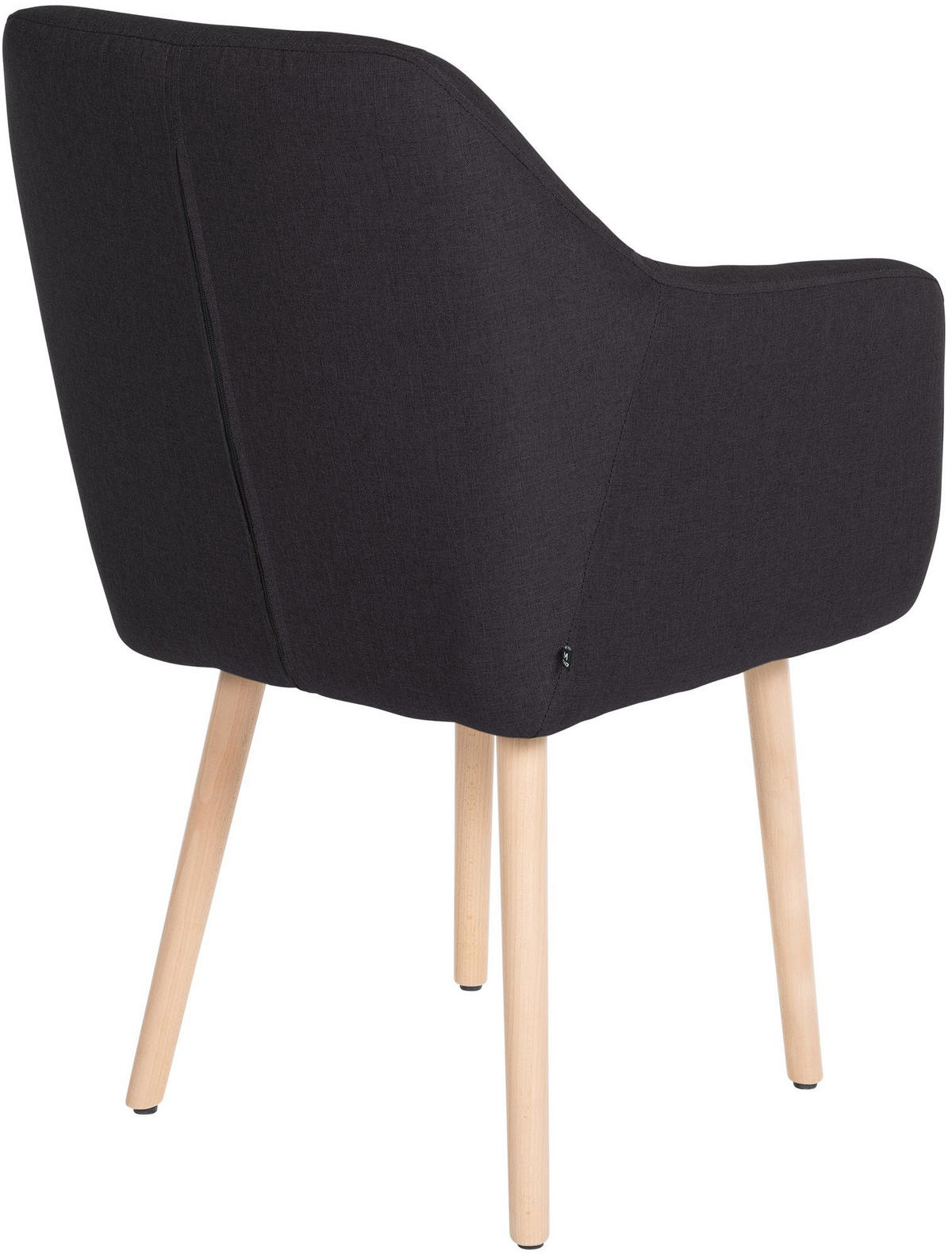 ARMLEHNENSTUHL Stoff schwarz - Eukalyptusholzfarben/Schwarz, Holz/Textil (61/88/57.5cm) - CLP