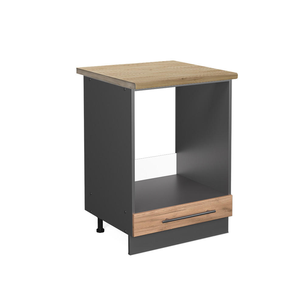 HERDUMBAUSCHRANK Fame-Line Goldkraft Eiche 60 cm, AP Eiche - Honigeiche/Anthrazit, Holzwerkstoff (60/82/60cm) - Vicco