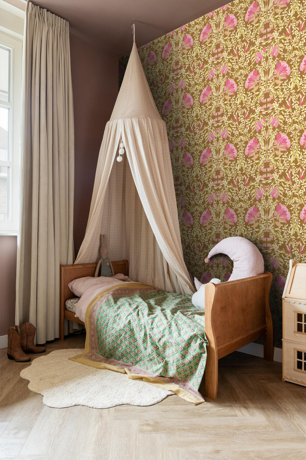 TAPETE Blumenmuster im Jugendstil 50 x 900 cm - Pink, Papier (50/900cm) - ESTAhome