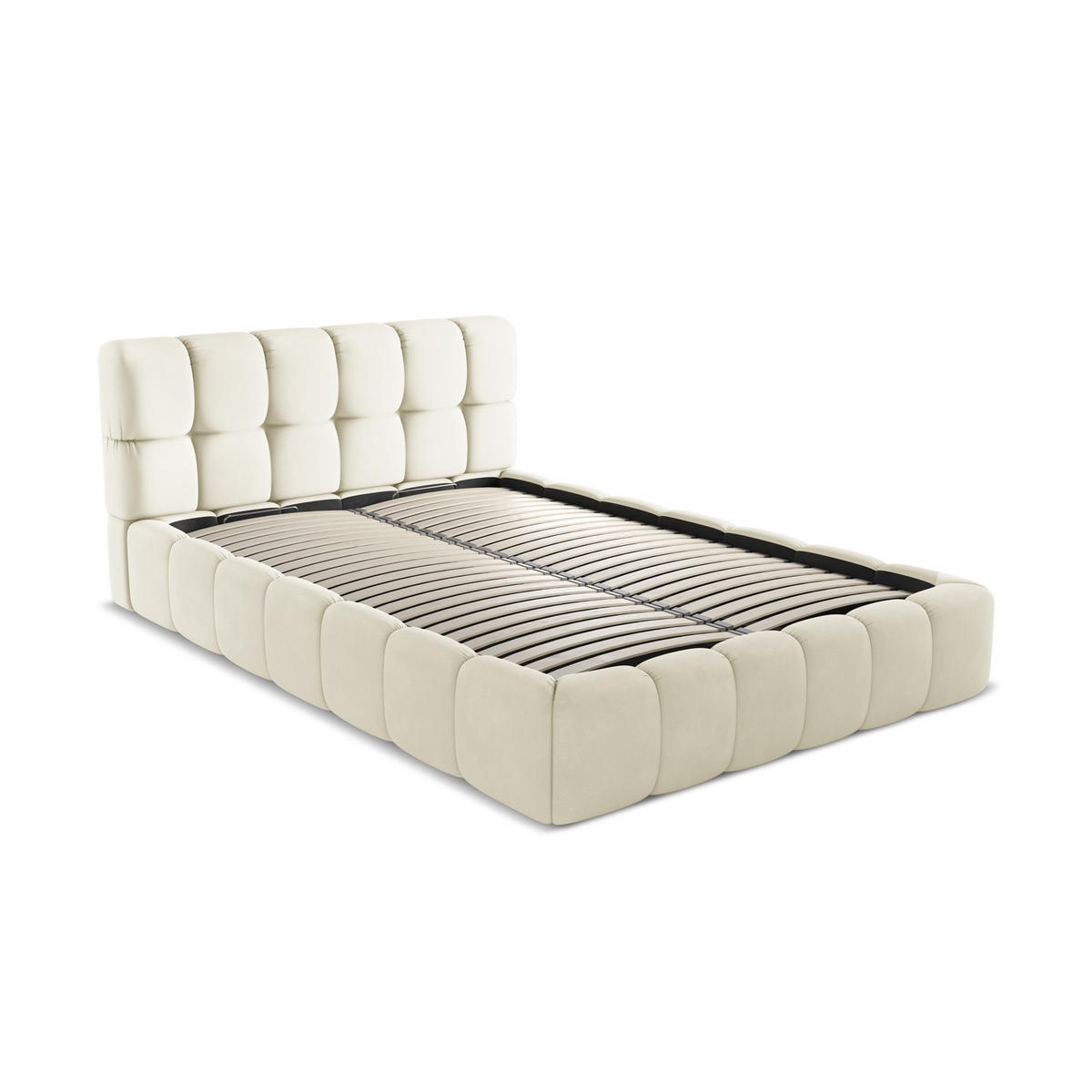 POLSTERBETT mit Bettkasten und Lattenrost 160x228 Beige - Beige/Schwarz, Kunststoff/Textil (140/200cm) - LaMiaSofa