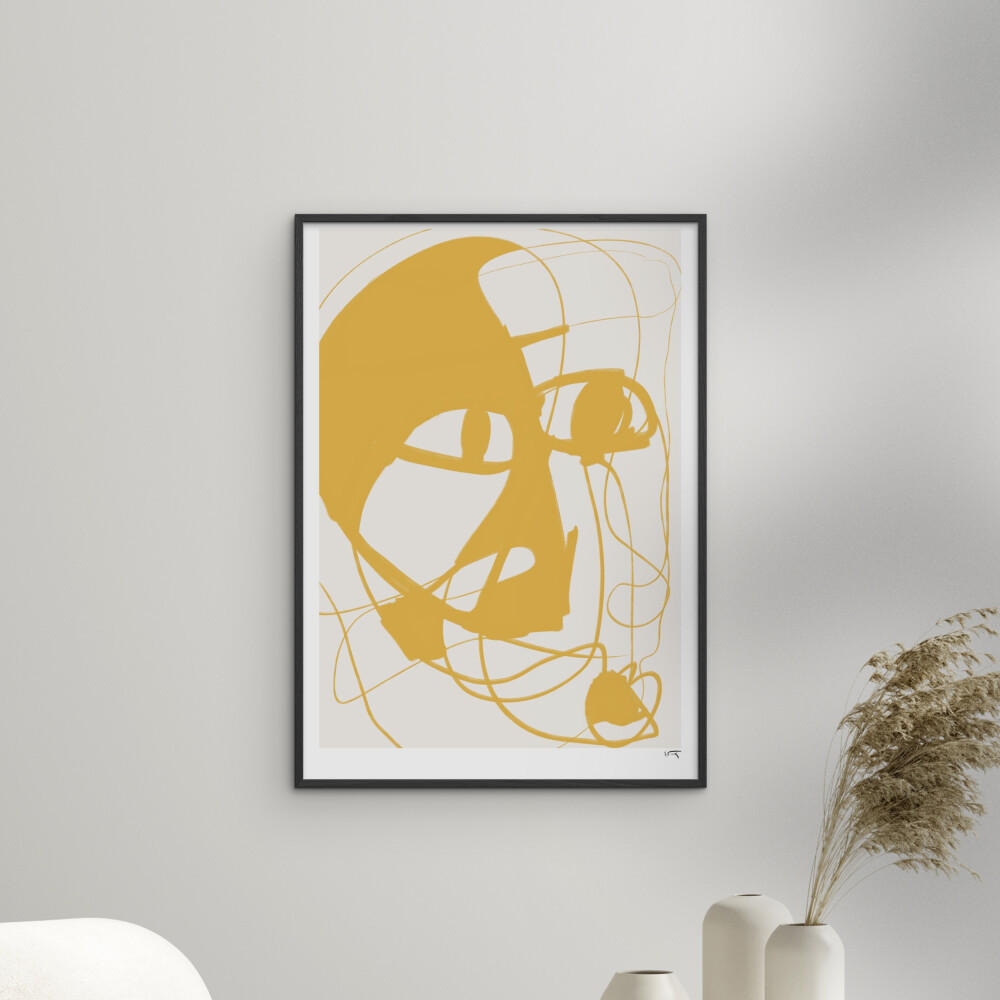 POSTER mit Rahmen N. Atelier - Soirée - Gelb/Schwarz, Holz/Papier (70/100cm) - Poster&Frame