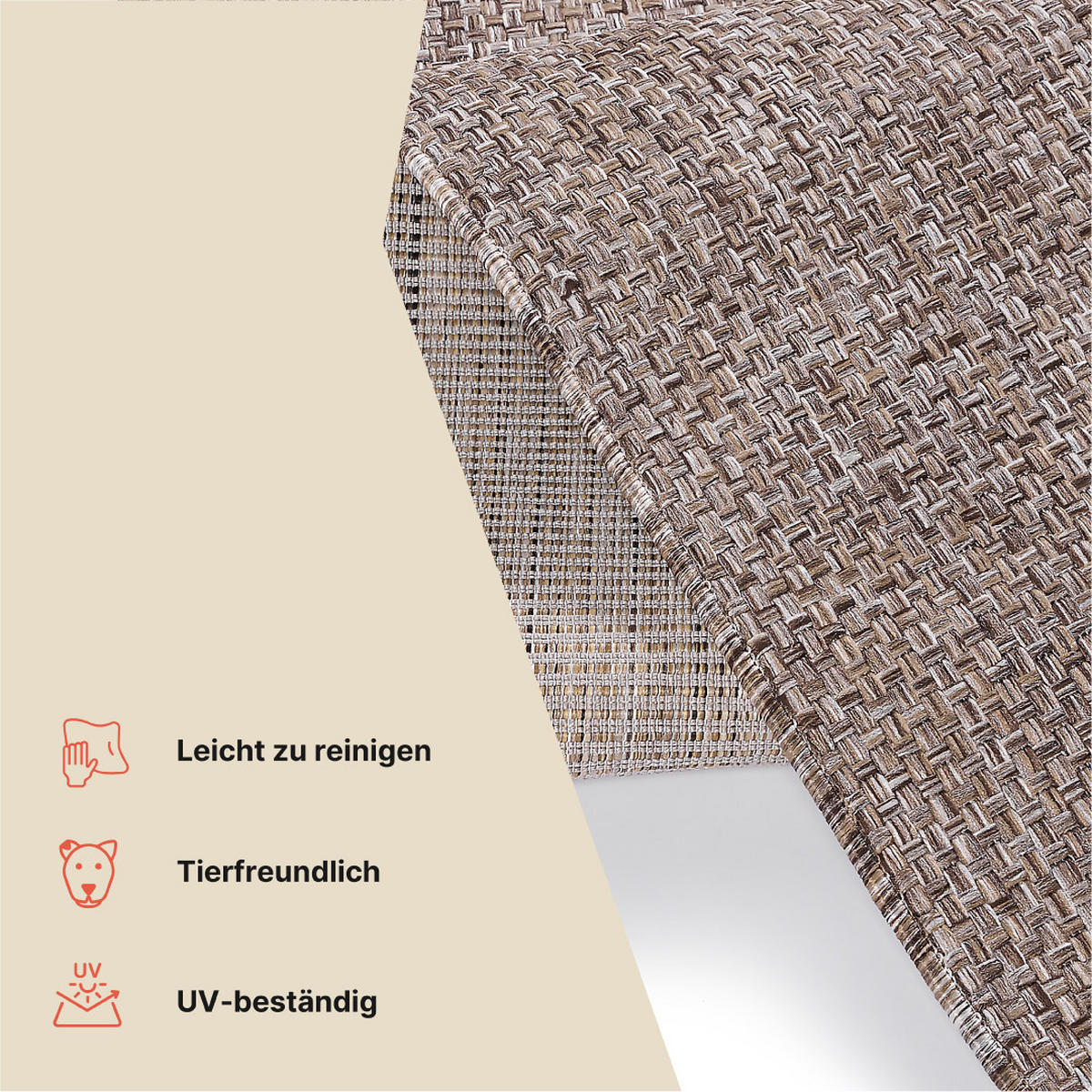 TEPPICH YUCANA Dunkelbraun Outdoor Flachgewebe 180/250 cm - Dunkelbraun, Textil (180/250cm) - Tapiso