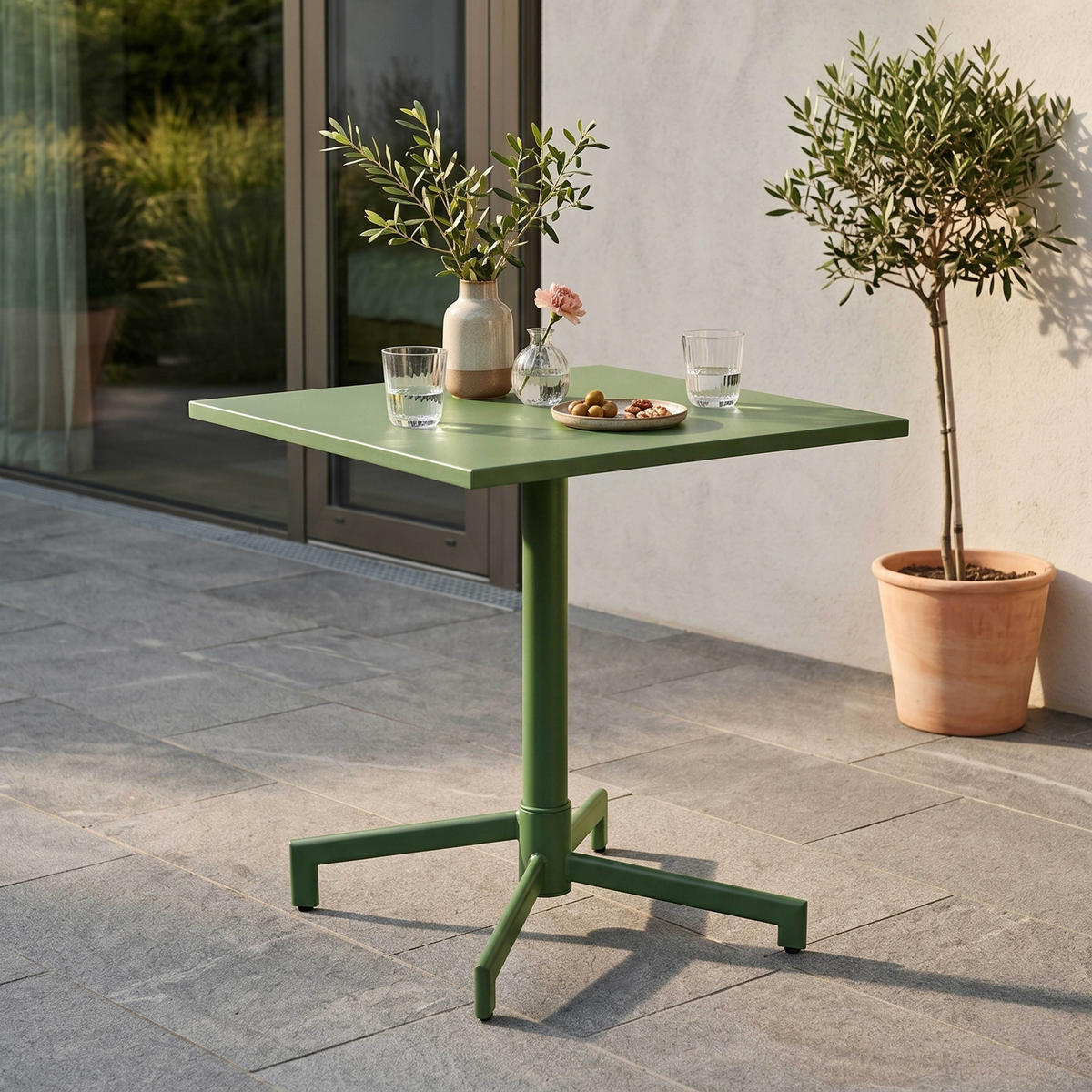 BISTROTISCH, Kaktusgrün - Grün, Metall (70/70/72cm) - Oviala