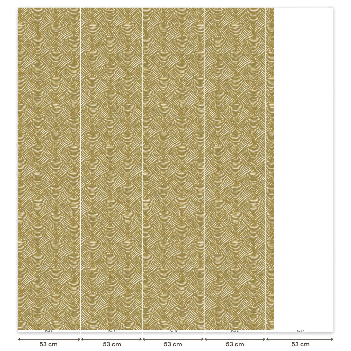 TAPETE - Fächer - Geometrisch - Grün - 220x280 cm - Goldfarben, Papier (220/280cm) - OnlyWow