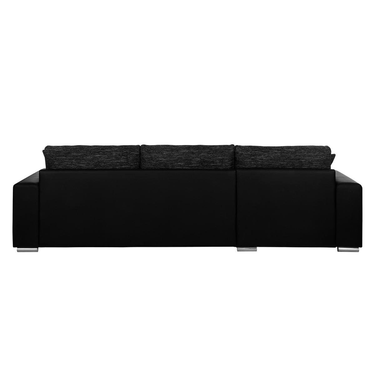 ECKSOFA mit Schlaffunktion - Kunstleder / Strukturstoff - Schwarz, Kunststoff (285/170cm) - home24