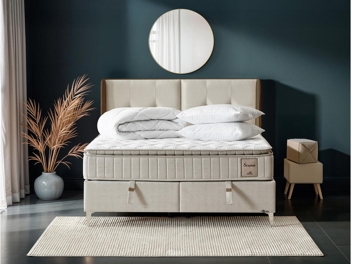 POLSTERBETTSET Serena 100x200 Beige - Beige, Textil/Metall (100/200cm) - Villa Möbel