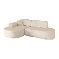 ECKSOFA Ottomane Links MARI-L1 - 232x163x81 cm Beige Cord - Beige/Schwarz, Holzwerkstoff/Kunststoff (163/234cm) - ALTDECOR