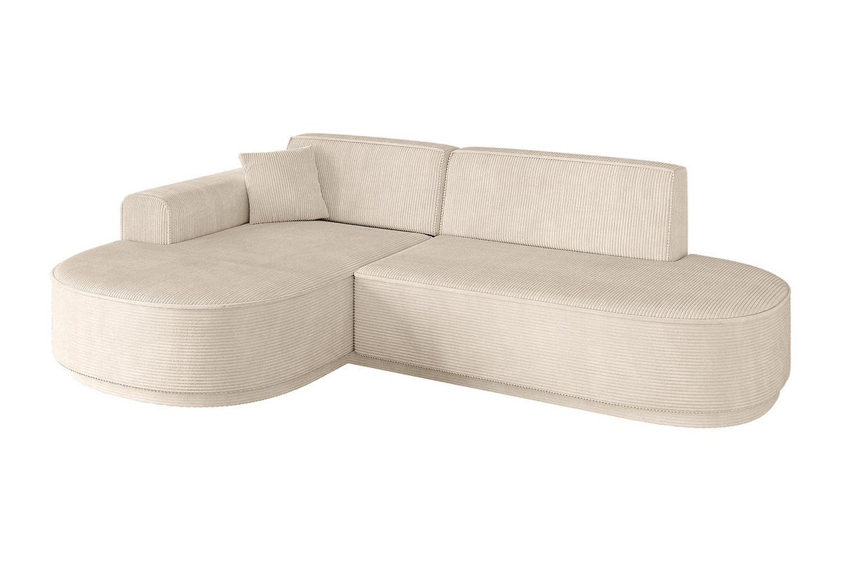 ECKSOFA Ottomane Links MARI-L1 - 232x163x81 cm Beige Cord - Beige/Schwarz, Holzwerkstoff/Kunststoff (163/234cm) - ALTDECOR