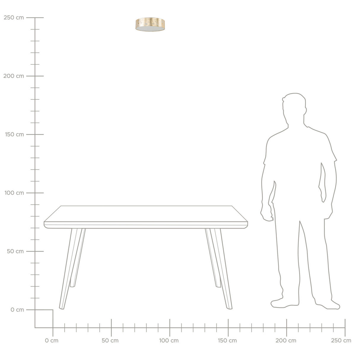 DECKENLEUCHTE Rena 45/45/12 cm - Goldfarben, Textil (45/45/12cm) - Beliani