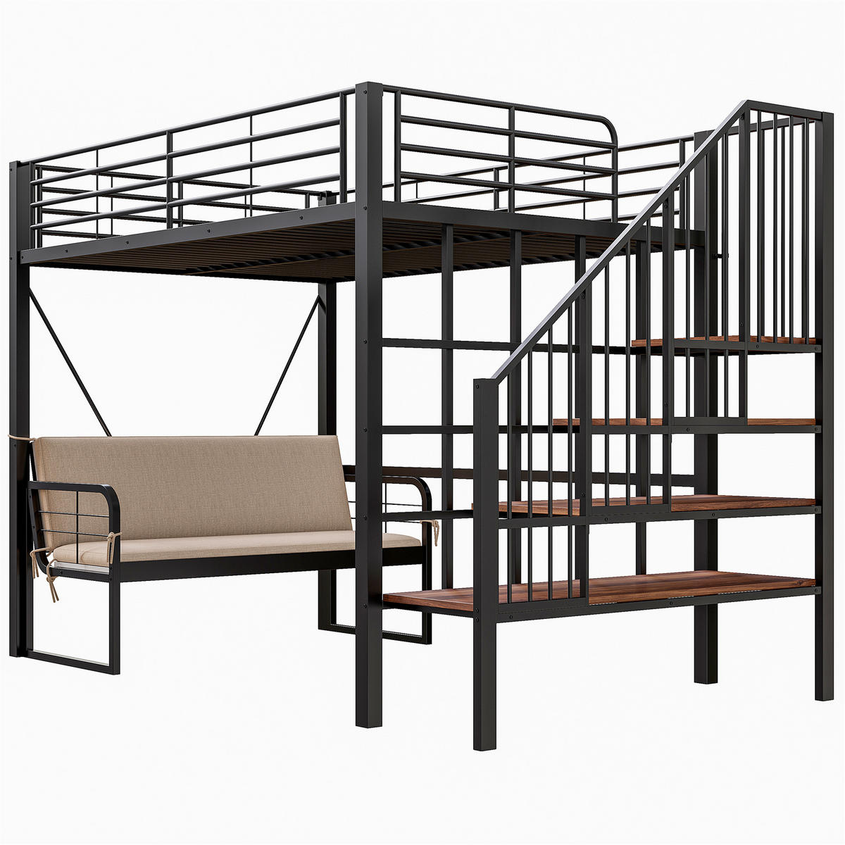 HOCHBETT Metall 140/200 cm Schwarz - Schwarz, Metall - Raumix