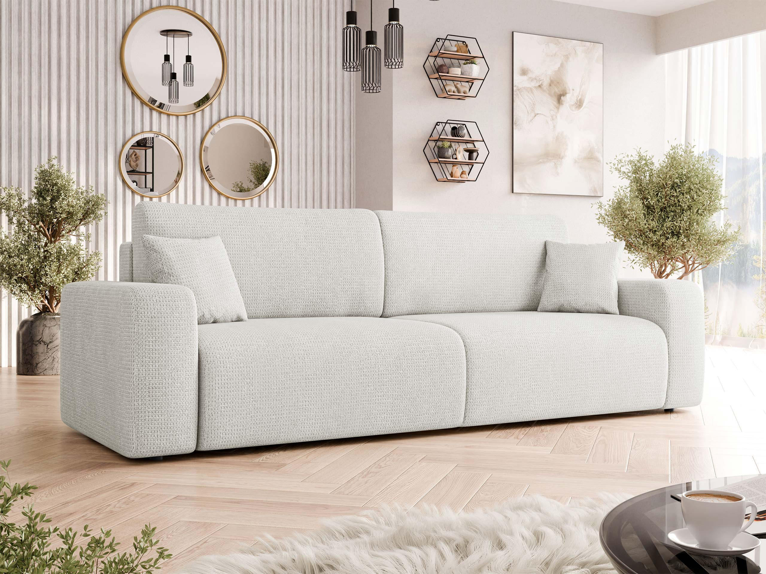 SCHLAFSOFA Piano - Creme/Schwarz, Holz/Kunststoff (245/82/92cm) - MIRJAN24
