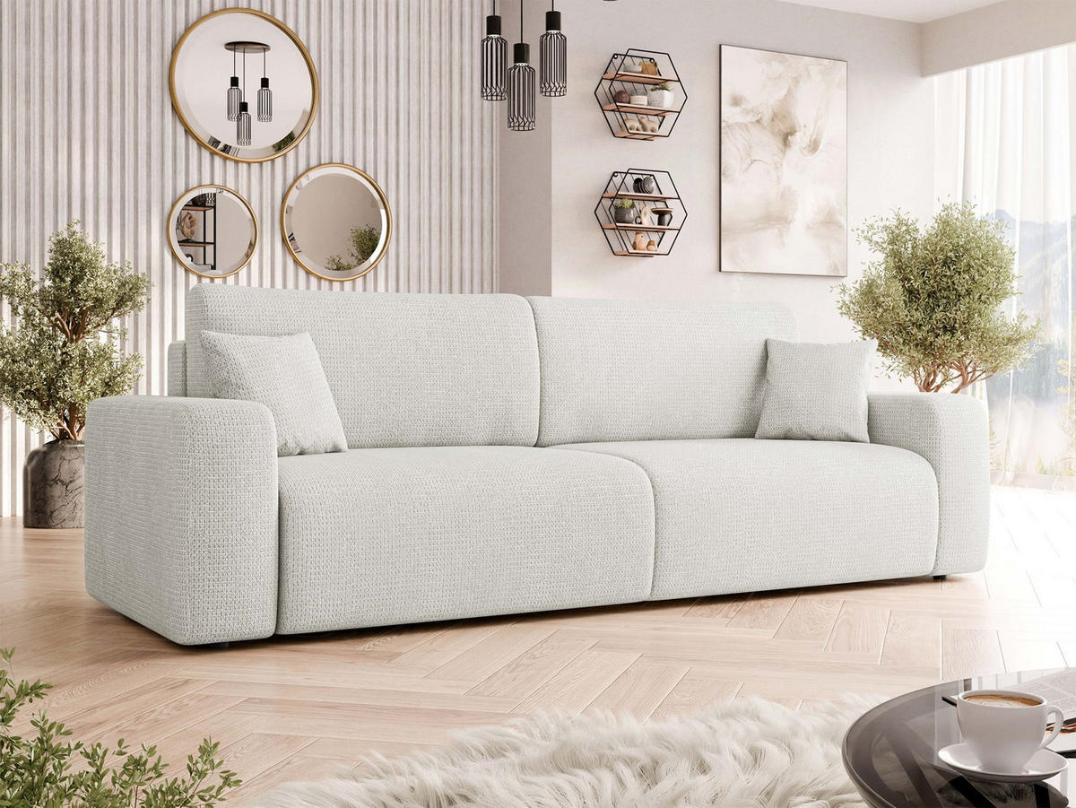 SCHLAFSOFA Piano - Creme/Schwarz, Holz/Kunststoff (245/82/92cm) - MIRJAN24
