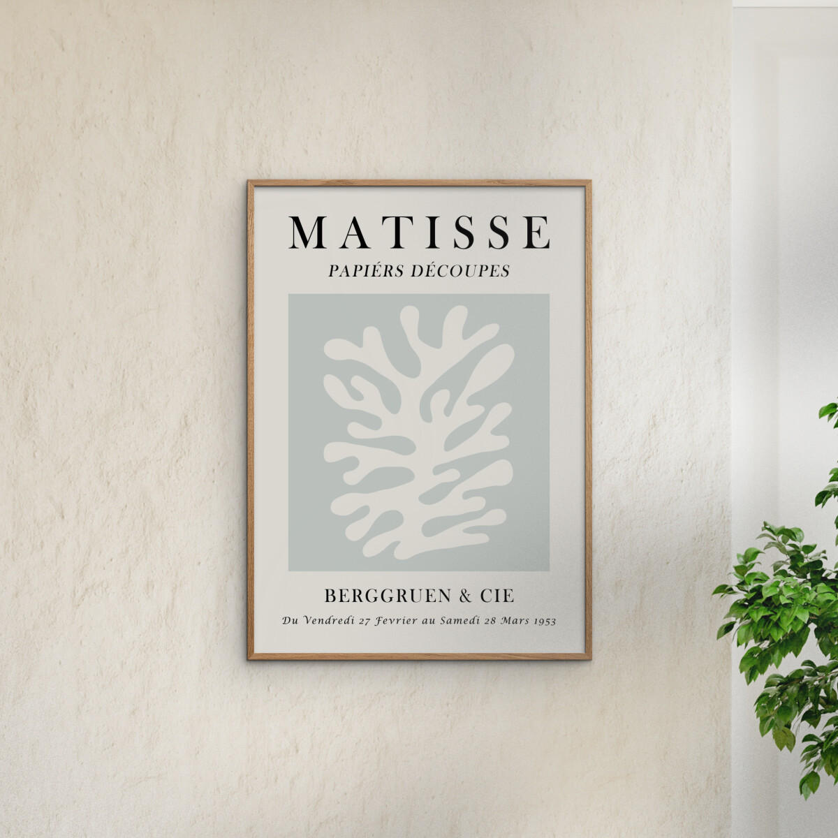POSTER mit Rahmen Vitor Costa - Matisse floral art 3 - Blau/Eichefarben, Holz/Papier (70/100cm) - Poster&Frame