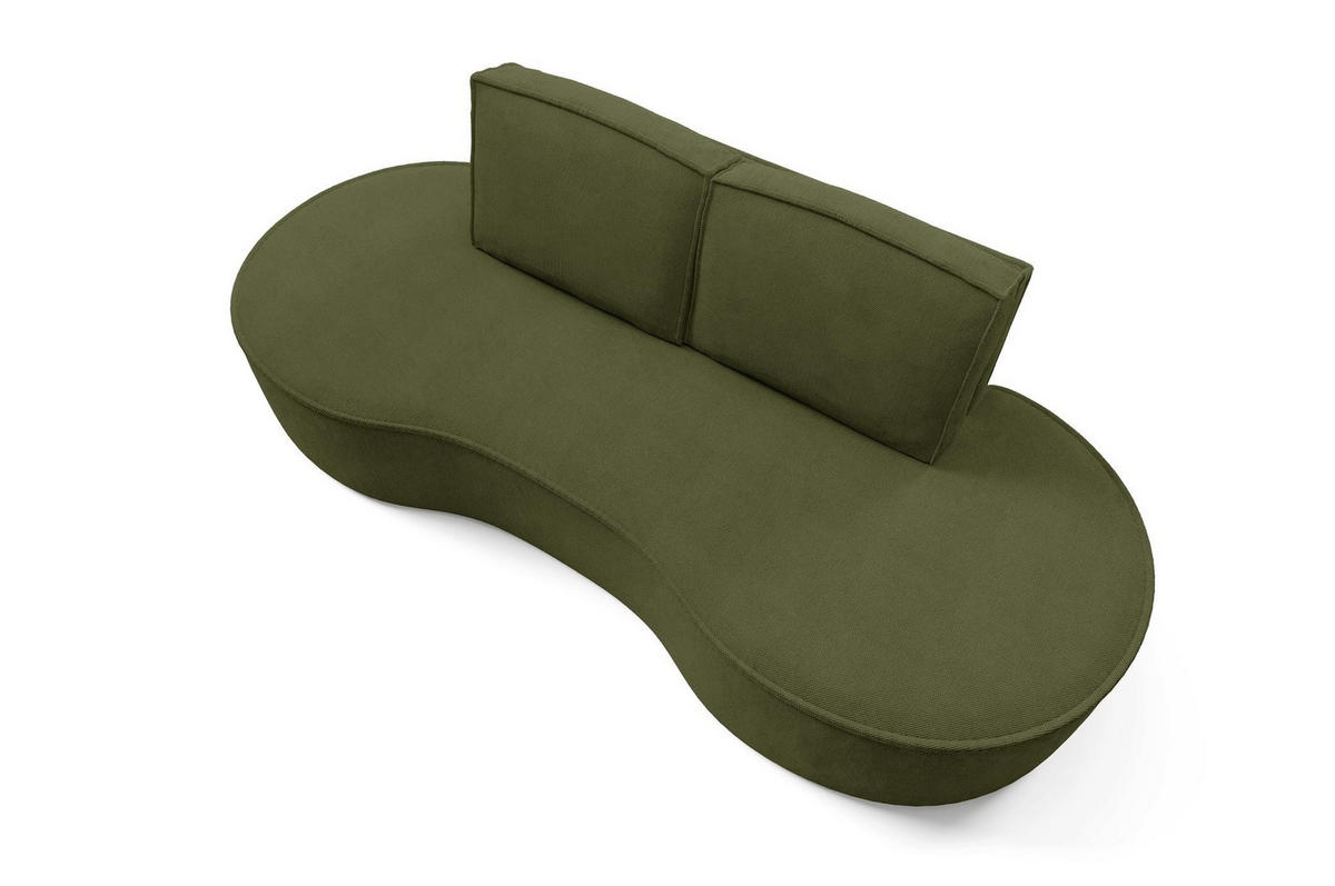 SOFA Flow Grün, mit Kissen in Curio Stoff - Grün, Holzwerkstoff (234/88/101cm) - Bettso