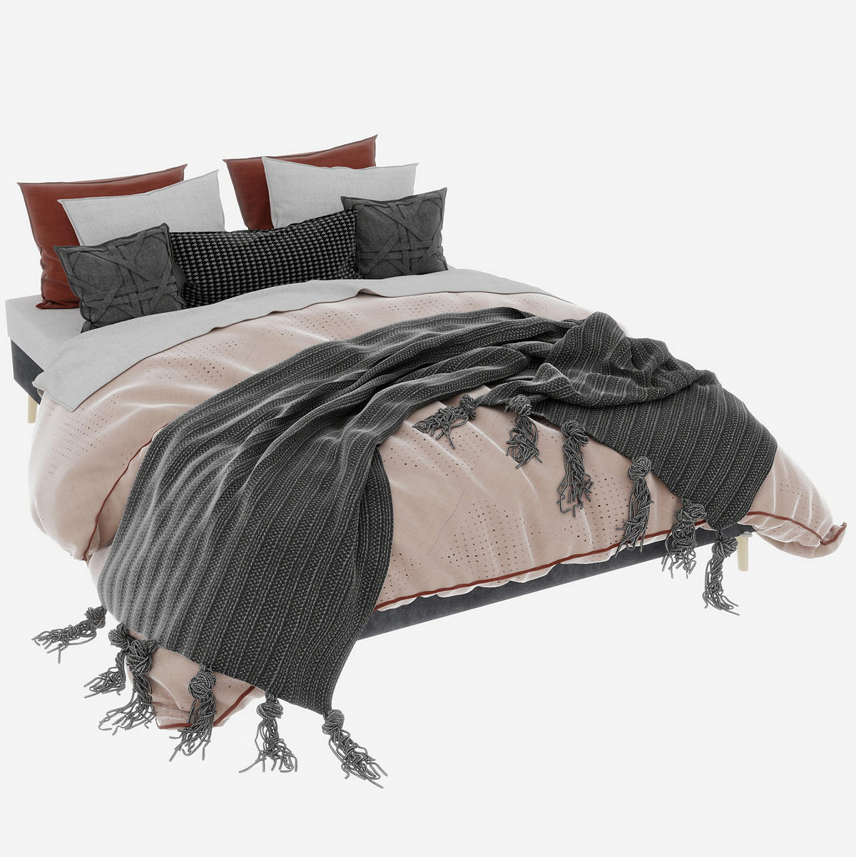 POSTEĽ 140/200 cm sivá z látky a kovu s pevnou konštrukciou v modernom štýle - sivá, textil (140/200cm) - OKWISH