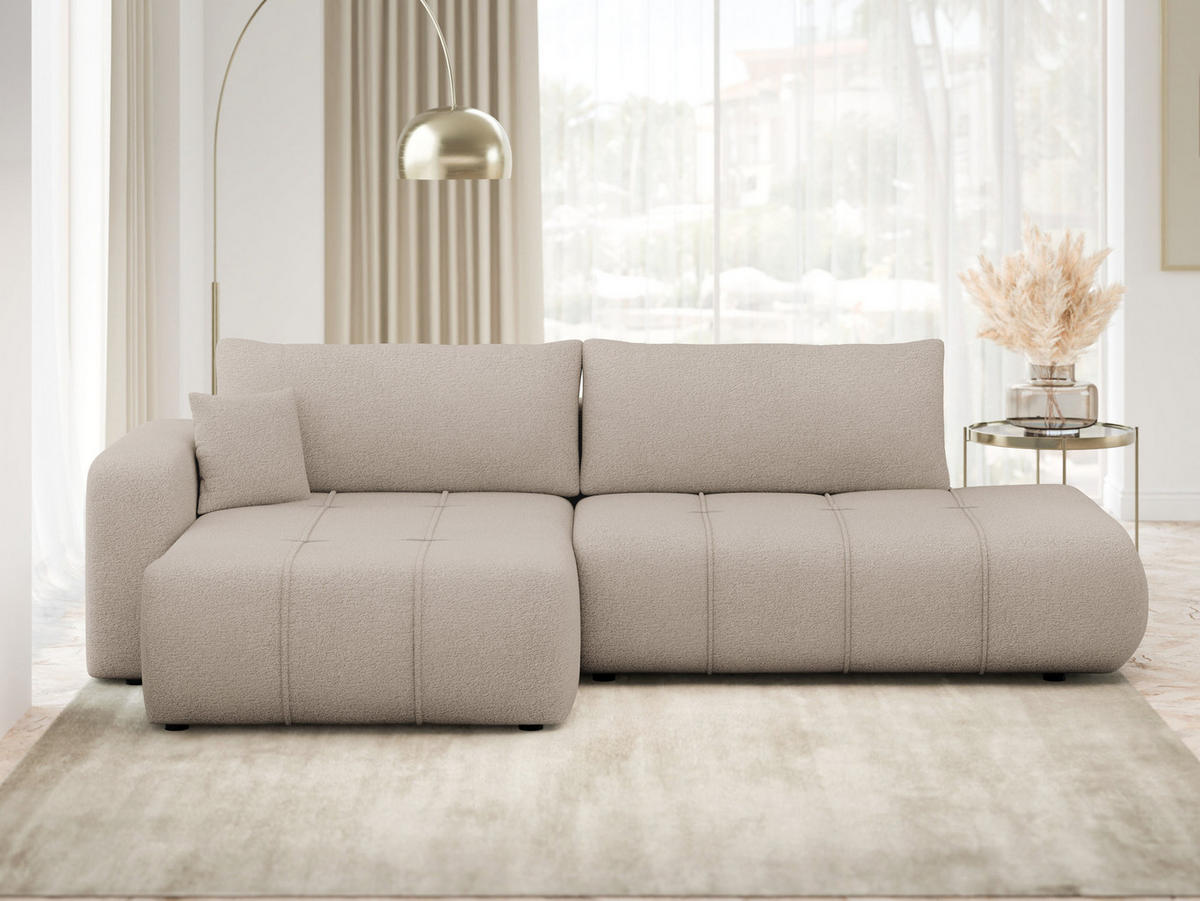 ECKSOFA Furyn O, Seite: Links - Beige/Schwarz, Holzwerkstoff/Kunststoff (262/145cm) - MIRJAN24