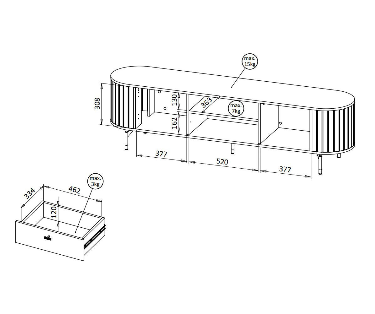 Thumbnail - Feldmann-Wohnen Lowboard, Kaschmir, Holz, 1 Schubladen, 180x49x40 cm, Wohnzimmer, Wohnwände, Lowboards, Lowboards stehen...