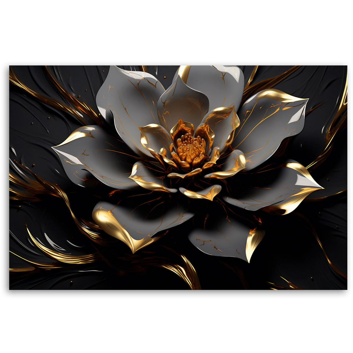 KUNSTDRUCK Schwarz 90/60 cm - Schwarz, Textil (90/60cm) - KUNSTLOFT