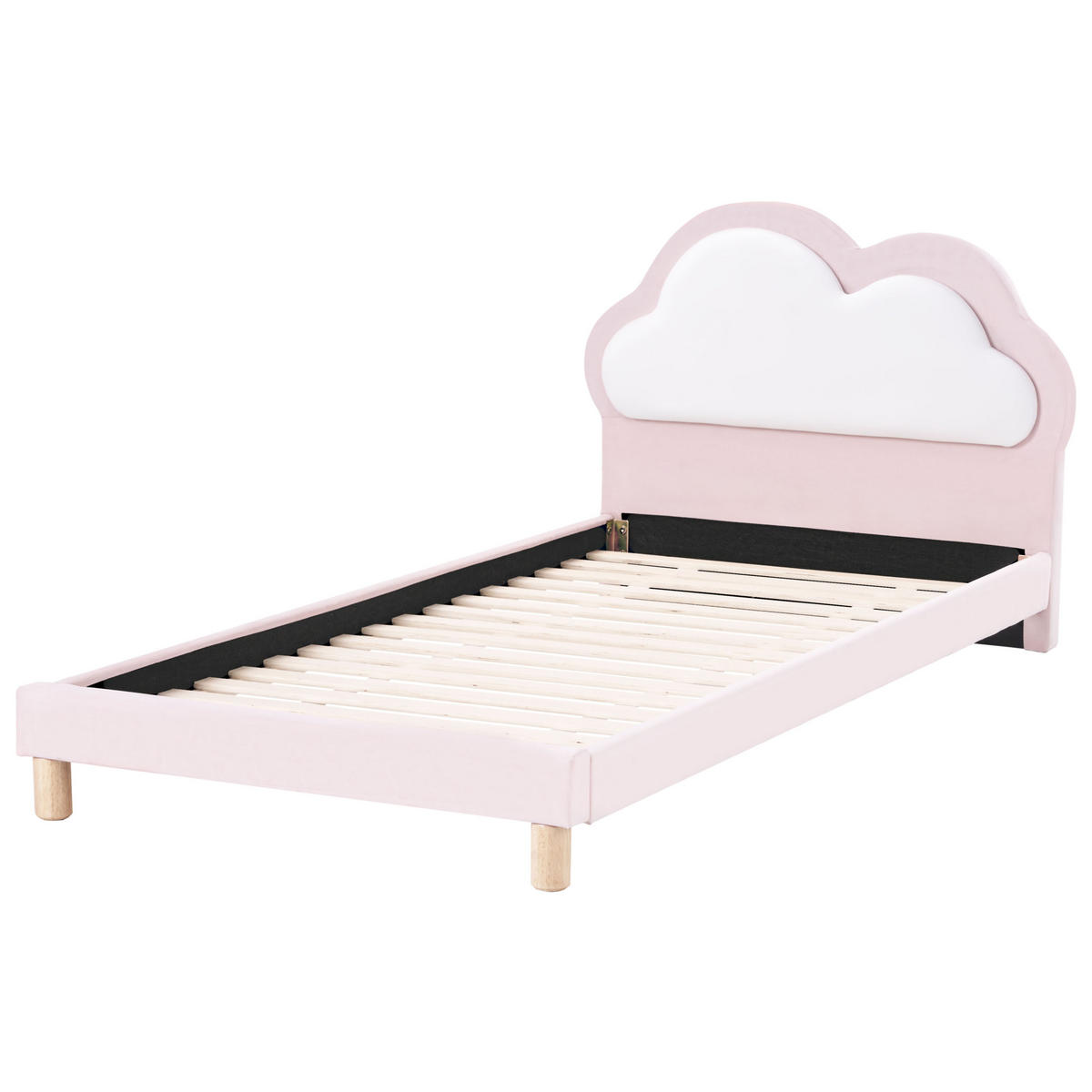 KINDERBETT 90x200 cm Rosa Mazou - Pink, Textil (90/200cm) - Beliani