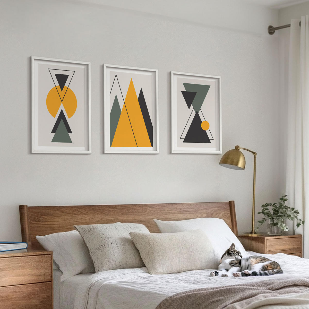 BILDER SET 3er Set - 40x60 cm Weißer Rahmen - Abstrakte geometrische Formen - Weiß, Kunststoff (40/60cm) - TULUP