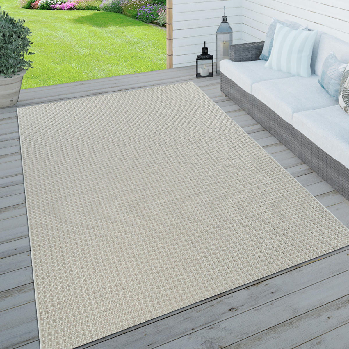 OUTDOORTEPPICH 120/170 cm Waregem 621 - Weiß, Textil (120/170cm) - Paco Home