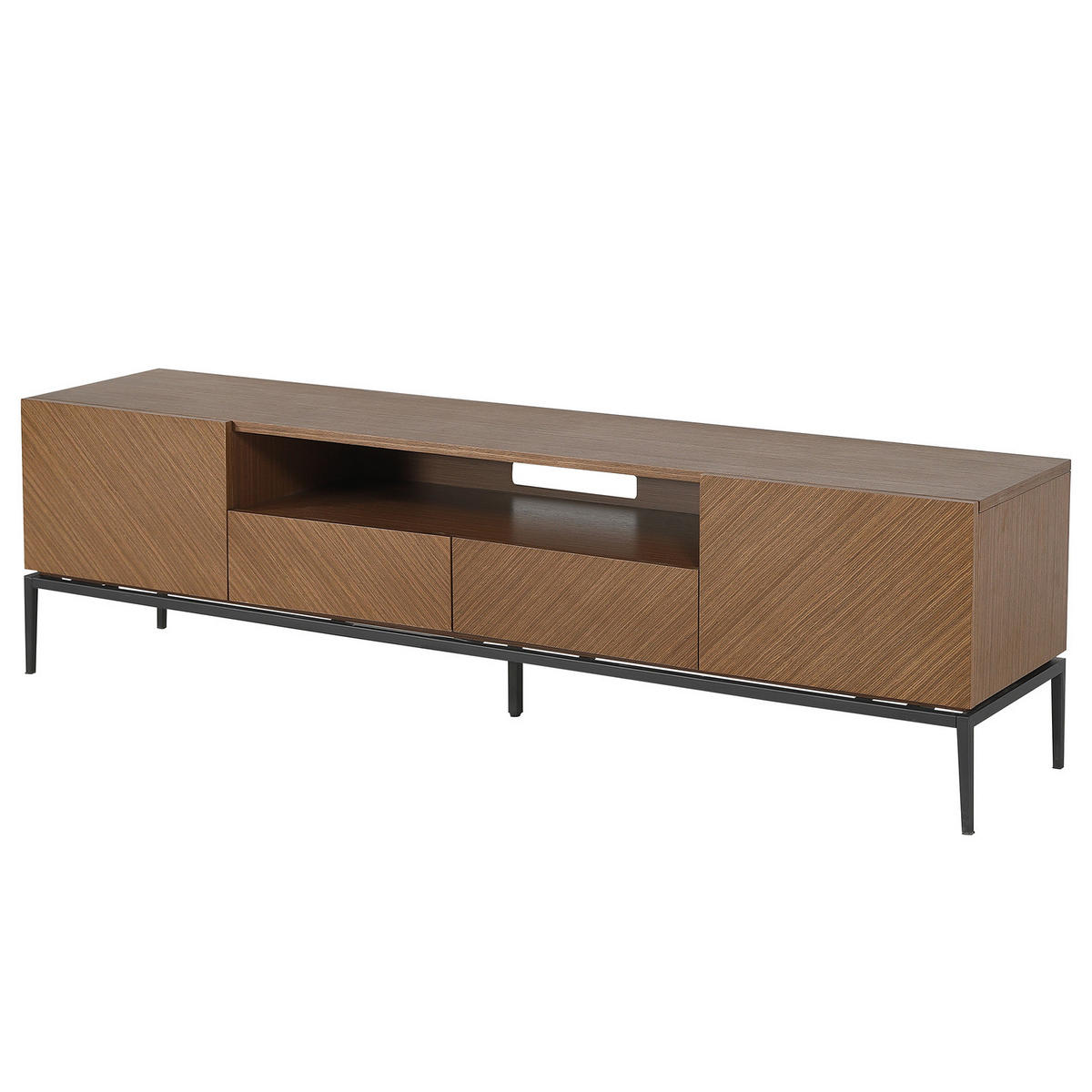 TV-LOWBOARD mit Schubladen - Walnussfarben, Holzwerkstoff/Metall (180/55/40cm) - home24