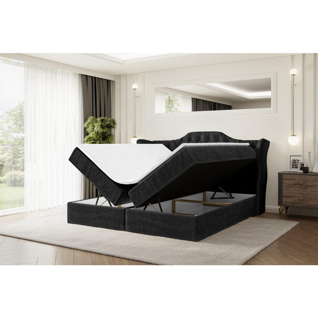 Thumbnail - Altdecor Boxbett, Schwarz, Holzwerkstoff, Höhe ca. 20 cm, 200x200 cm, Schlafzimmer, Betten, Boxspringbetten