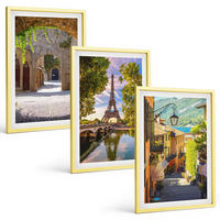 BILDER SET 3er Set - 40x60 cm Goldrahmen - Straßen der Eiffel-Architektur - Goldfarben, Kunststoff (40/60cm) - TULUP