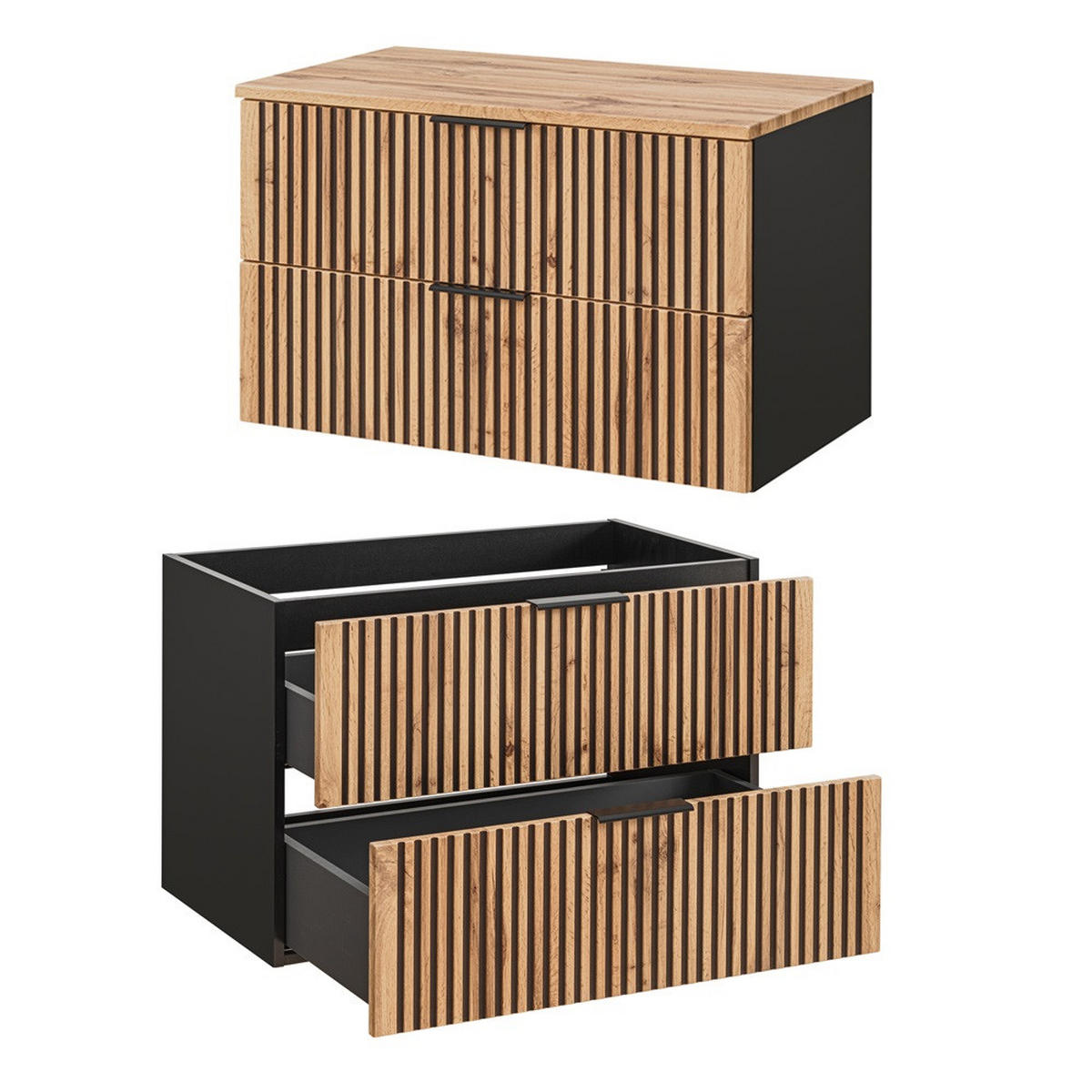 WASCHBECKENSCHRANK Xanten-56 - Braun, Holzwerkstoff (81/74/47cm) - Lomado