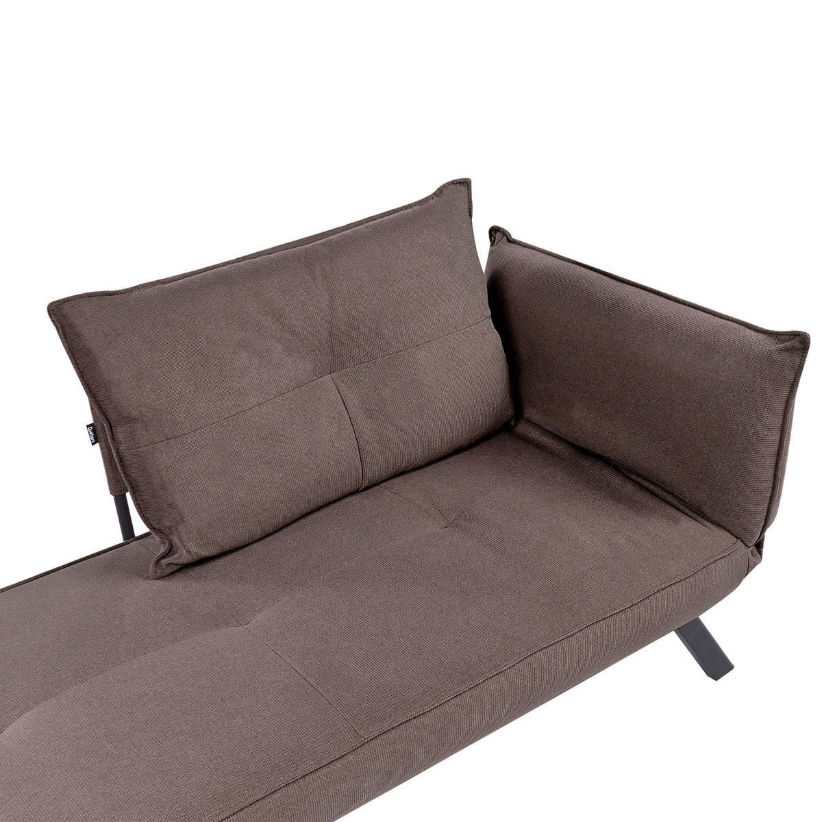 ČALOUNĚNÉ LEHÁTKO CHAISE LONGUE PRAVOSTRANNÉ Látka Hnědé Rocamadour - černá/hnědá, textil (150/83/72cm) - Beliani