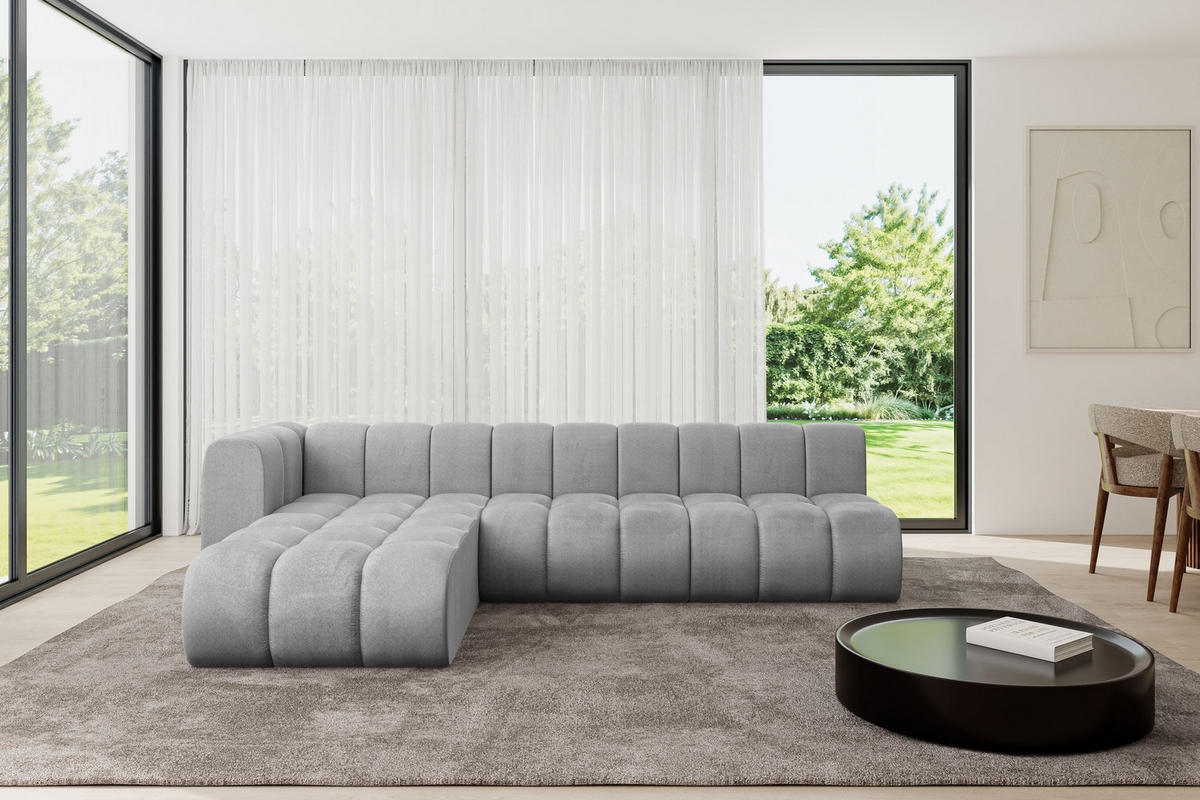 ECKSOFA modulares Sofa Darnel-L2 - 296x177x70 cm Grau - Hellgrau, Holzwerkstoff/Textil (296/177cm) - ALTDECOR