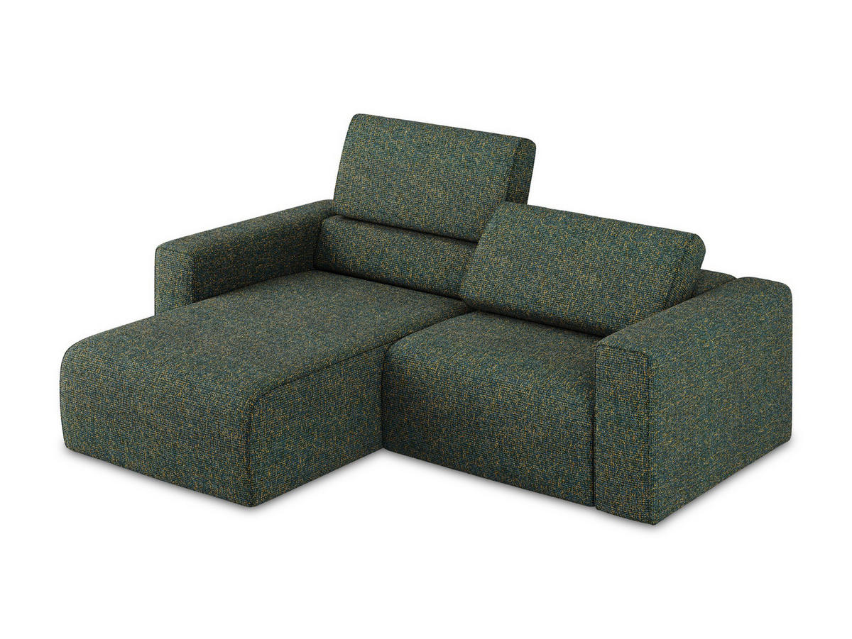 ECKSOFA Links Strukturstoff Stoff Grün - Blau/Schwarz, Kunststoff/Textil (167/224cm) - Makamii
