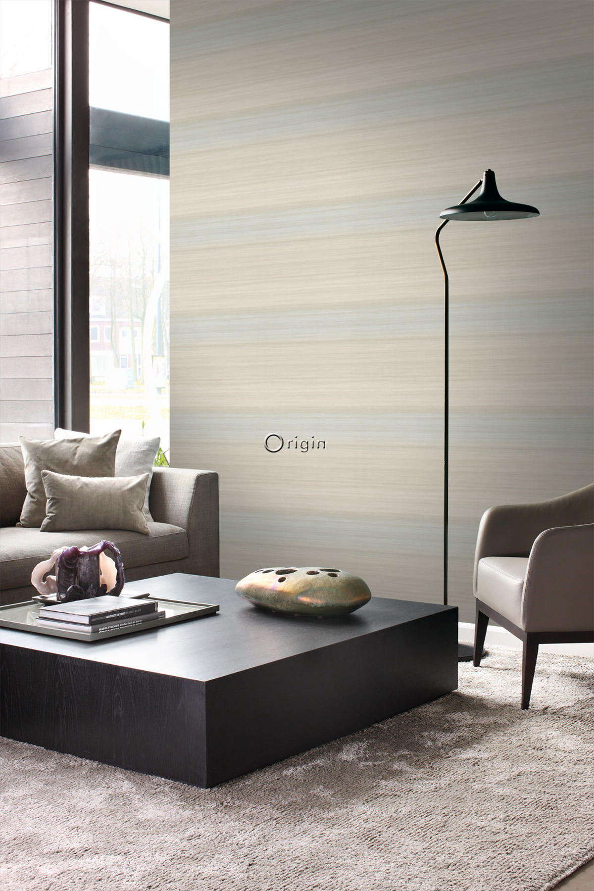 TAPETE Gewebeoptik mit Farbverlauf 53 cm x 10.05 m - Beige, Papier (53/1000cm) - Origin Wallcoverings