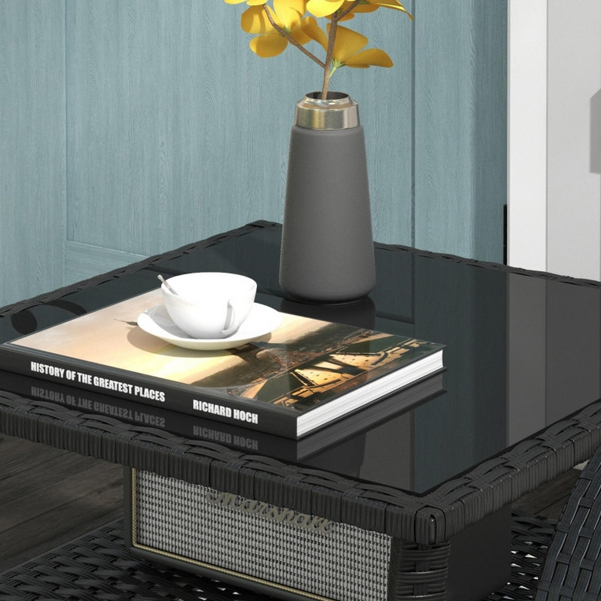 GARTEN BEISTELLTISCH Quadratisch Braun - Schwarz, Metall (50/50/45cm) - ComfortXL