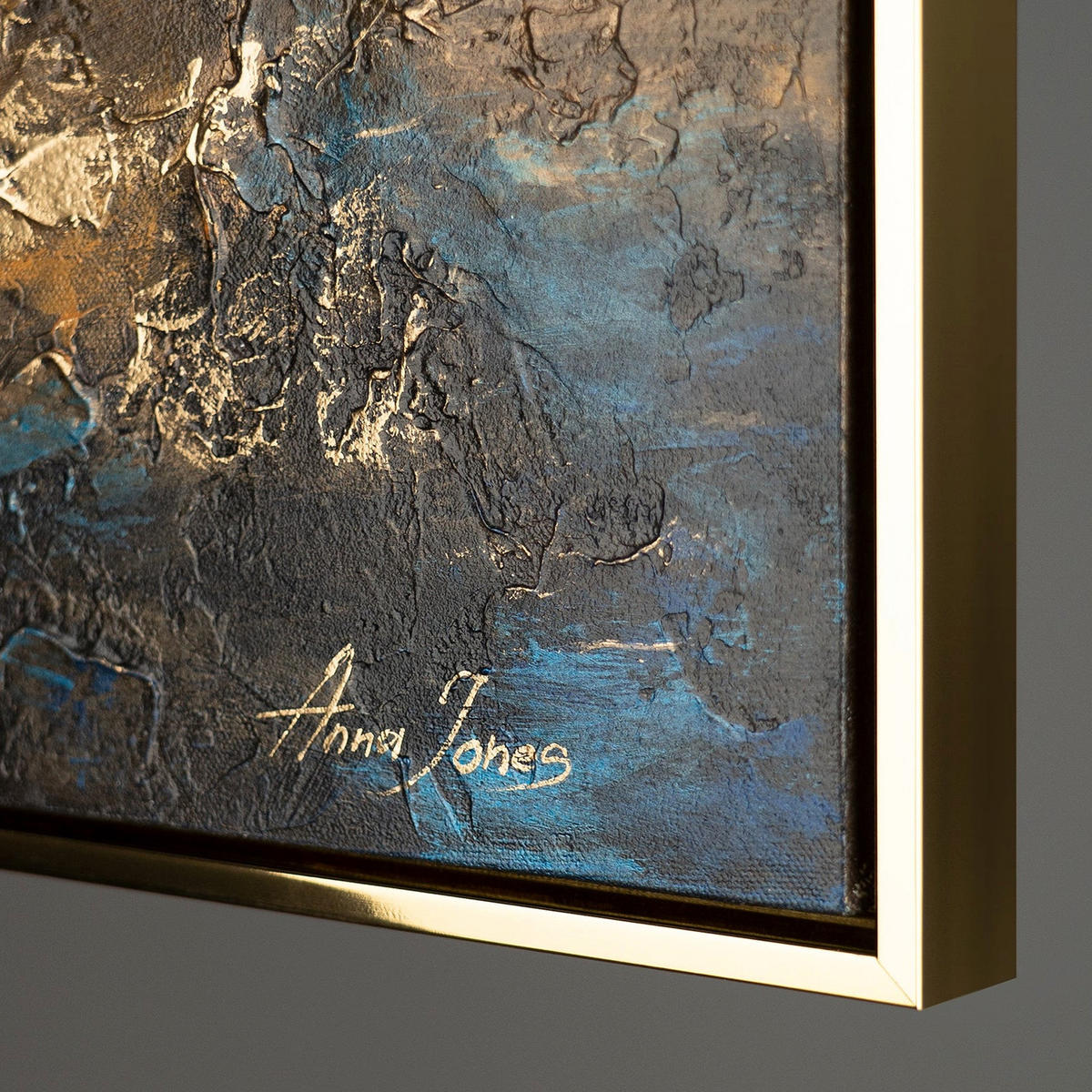 GEMÄLDE Stille Morgendämmerung Schattenfugenrahmen Gold 60x40 cm - Goldfarben, Holz (60/40cm) - YS-art gallery