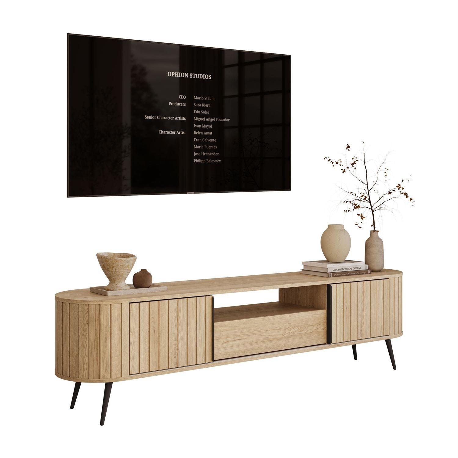 TV-SCHRANK WILLOW mit Schiebefronten - Eichefarben, Holzwerkstoff (196/51/40cm) - Lookway