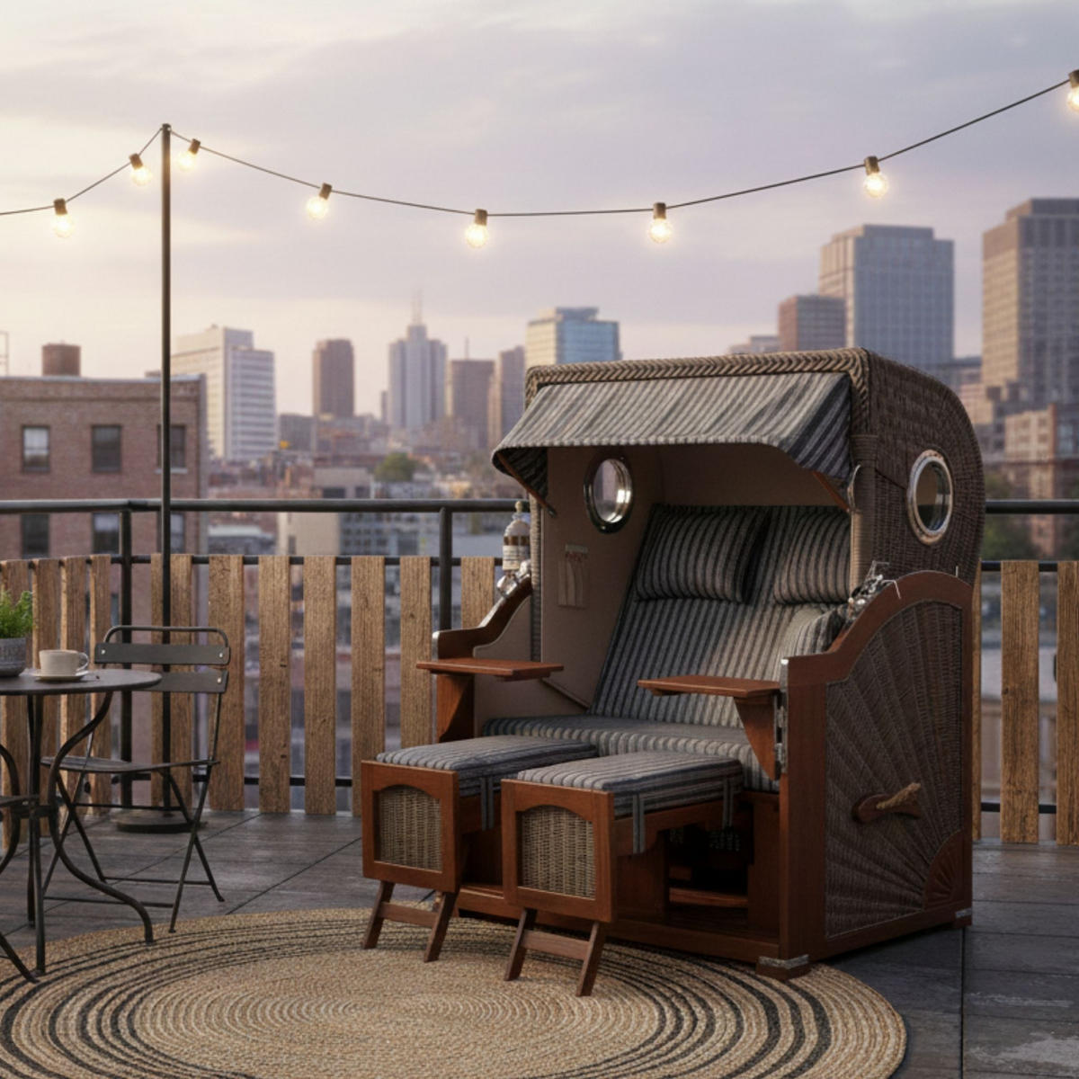 STRANDKORB 2-Sitzer Düne Mahagoni - Anthrazit/Braun, Holz/Metall (125/170/80cm) - Mr. Deko