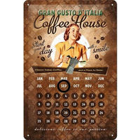 BLECHSCHILD 20/30 cm Coffee und Chocolate House Lady Kalender - Multicolor, Metall (20/30/0.2cm) - Nostalgic-Art