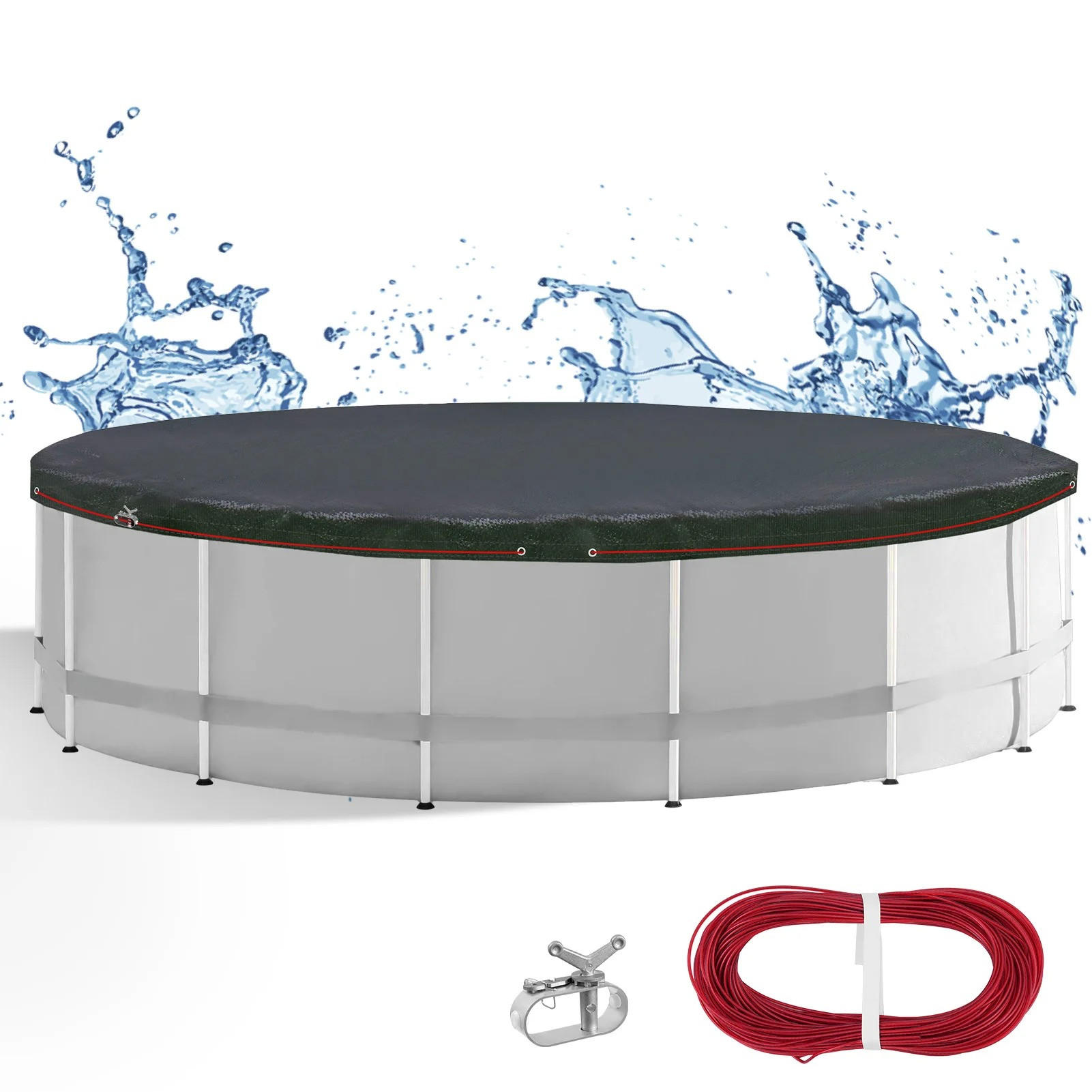 POOLABDECKUNG 4,2 m Grün - Schwarz/Grün, Textil (420/420cm) - Kaket