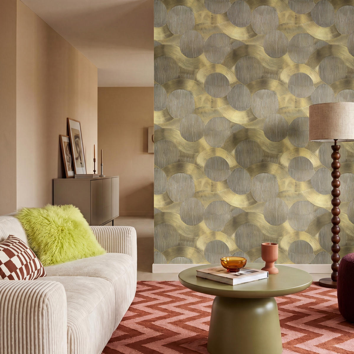 TAPETE - Modern - Geometrisch - Gold - 200x260 cm - Goldfarben, Papier (200/260cm) - OnlyWow