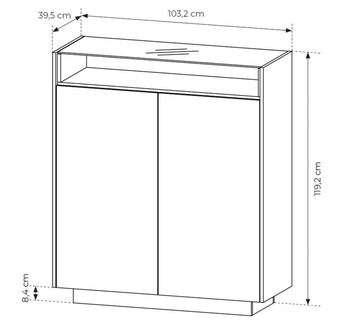 HIGHBOARD Kiro Beige, Hochkommode mit LED - Beige, Holzwerkstoff (103/119/40cm) - Bettso