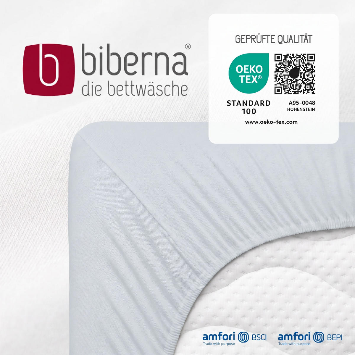 SPANNBETTTUCH Deluxe Jersey ciel, 120x200 cm - 130x220 cm - Hellblau, Textil (130/220cm) - biberna