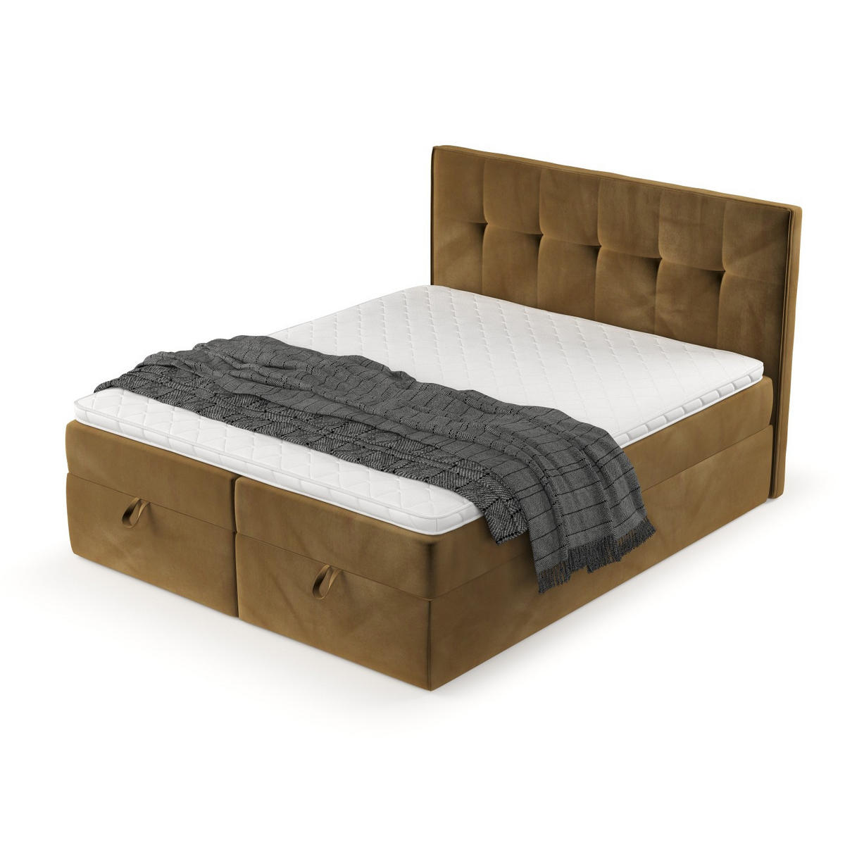 BOXBETT Tivra 200/200 cm Honiggelb im Kronos Stoff - Schwarz/Honig, Holz/Holzwerkstoff (200/200cm) - AltaBeds