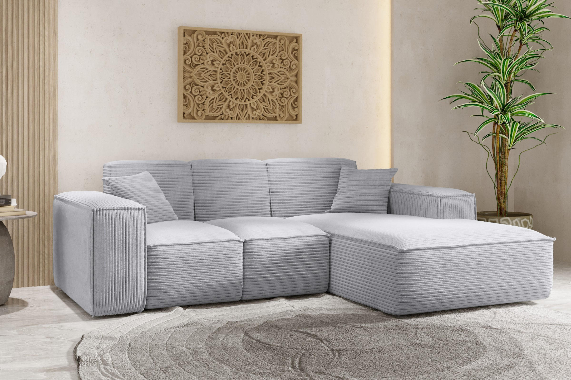ECKSOFA L-Form Wohnzimmer SIENA Stoff Poso Grau Rechts - Grau, Holz/Textil (266/165cm) - Kaiser Möbel