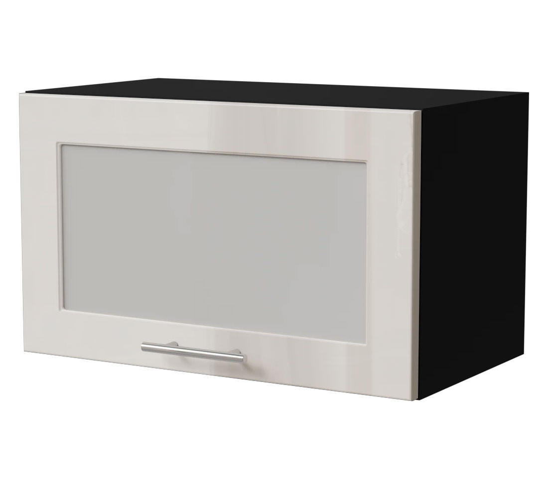 KLAPPHÄNGESCHRANK Brerra W4BS/60 Schwarz / RAL 9001 creme Hochglanz 60 / 32,5 / 36cm - Creme/Schwarz, Holz/Holzwerkstoff (60/36/32.5cm) - Feldmann-Wohnen