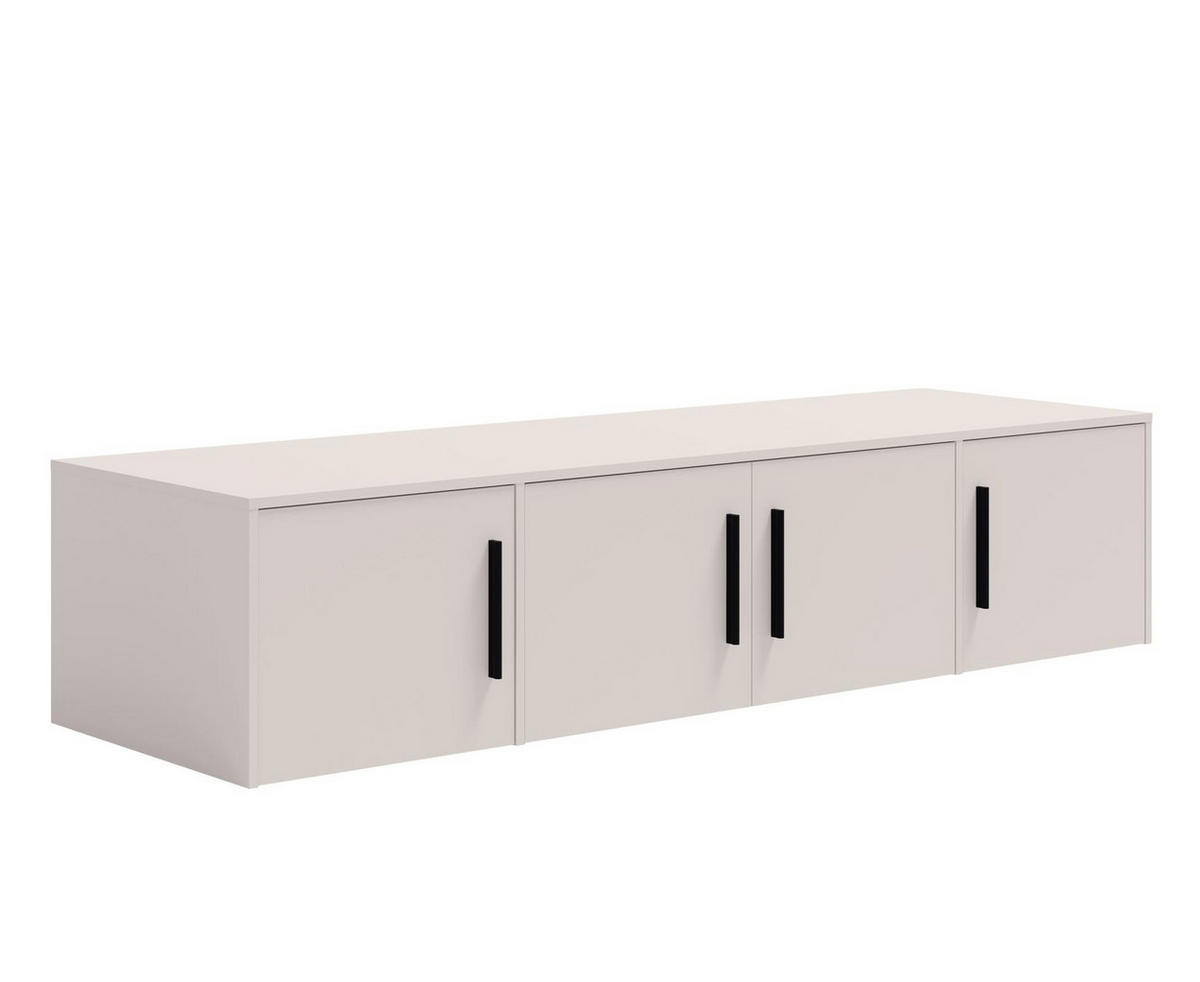 KLEIDERSCHRANK Maxivo Kaschmir, viertüriger Kippschrank mit Schubladen und Spiegel, Erweiterung - Kaschmir/Schwarz, Holzwerkstoff (198/248/59cm) - Bettso