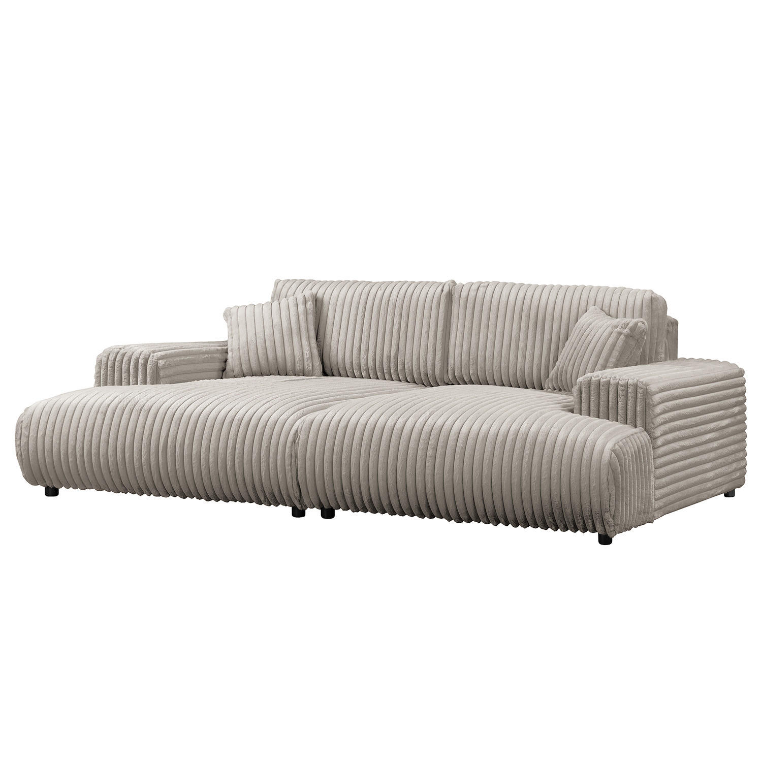 BIGSOFA - Schwarz/Grau, Kunststoff/Textil (237/79/144cm) - home24