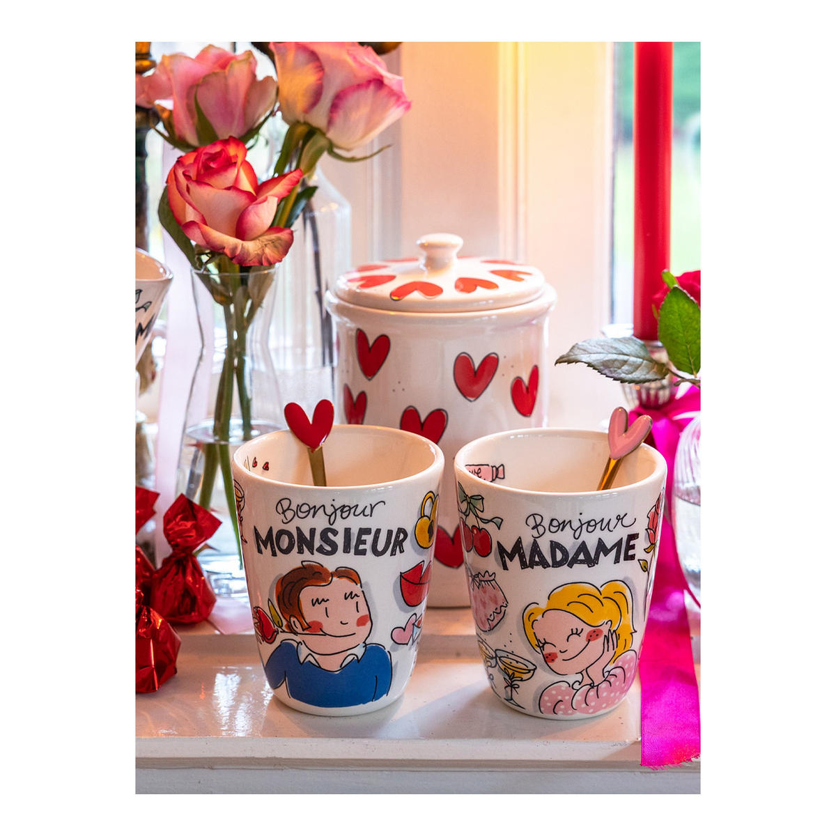 BECHER Valentinstag Madame in Bunt - 350 ml - Multicolor, Keramik (0.35L) - Blond Amsterdam