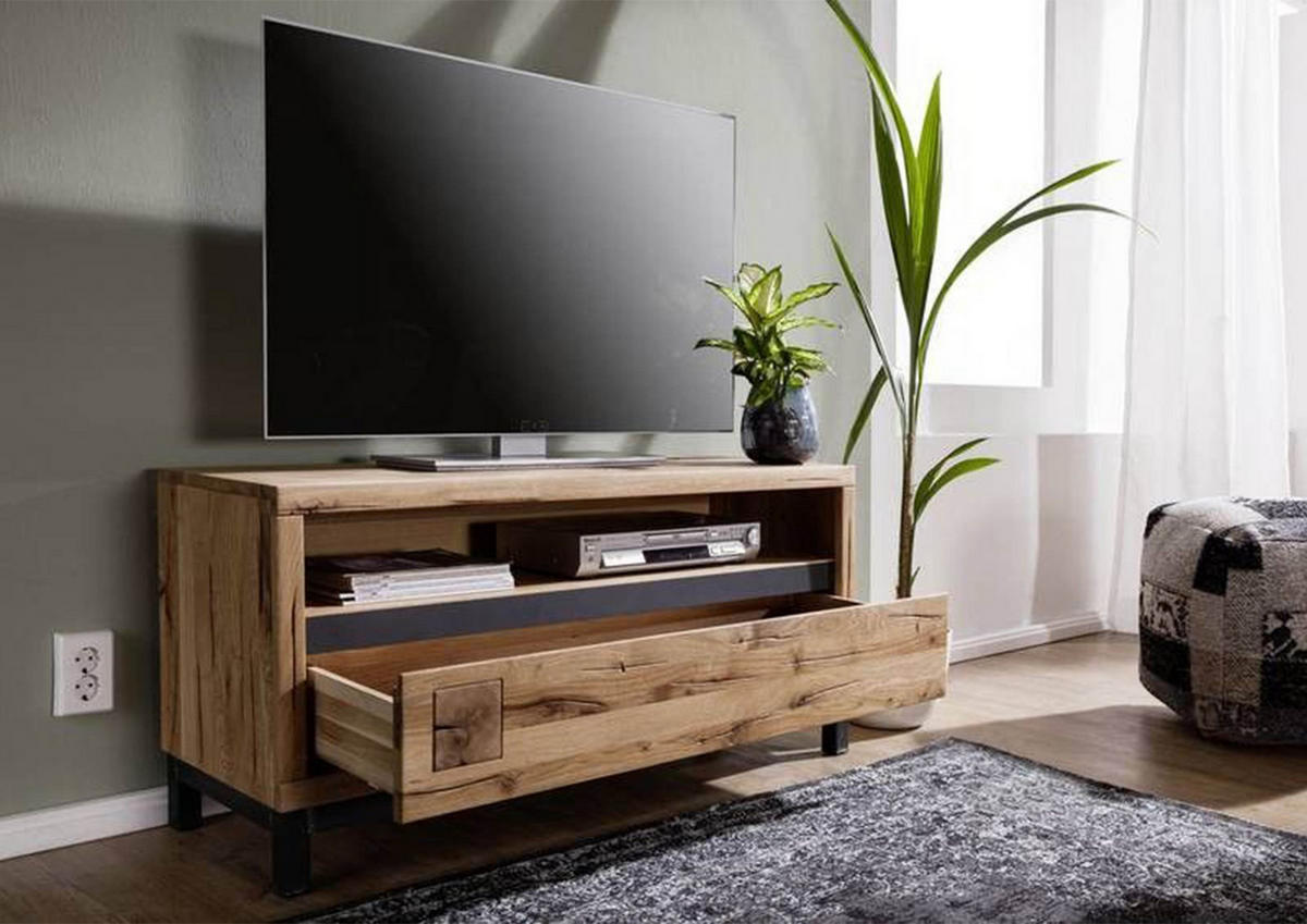 TV-BOARD Wildeiche 120x40x56 natur geölt VILLANDERS #112 - Naturfarben, Holz (120/56/40cm) - Massivmoebel24
